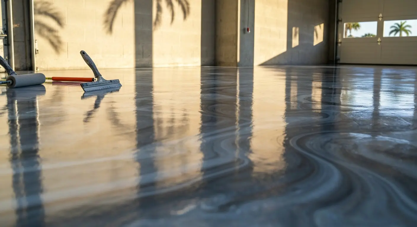 Metallic epoxy floor in Tampa garage