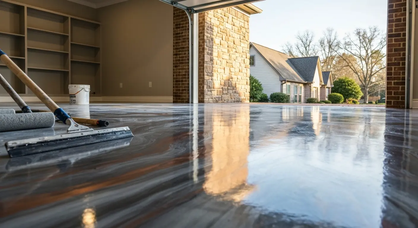Metallic epoxy garage floor