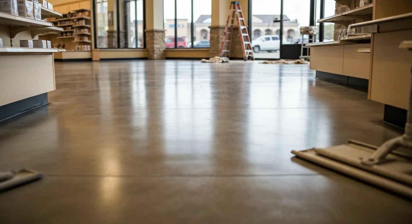 Retail floor with polished finish