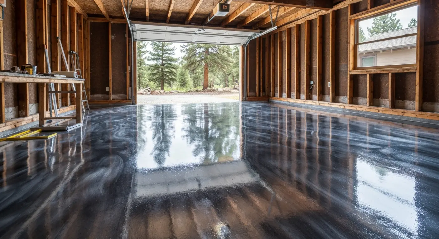 Metallic epoxy garage floor