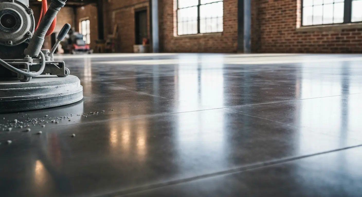 Polished concrete floor with professional finish