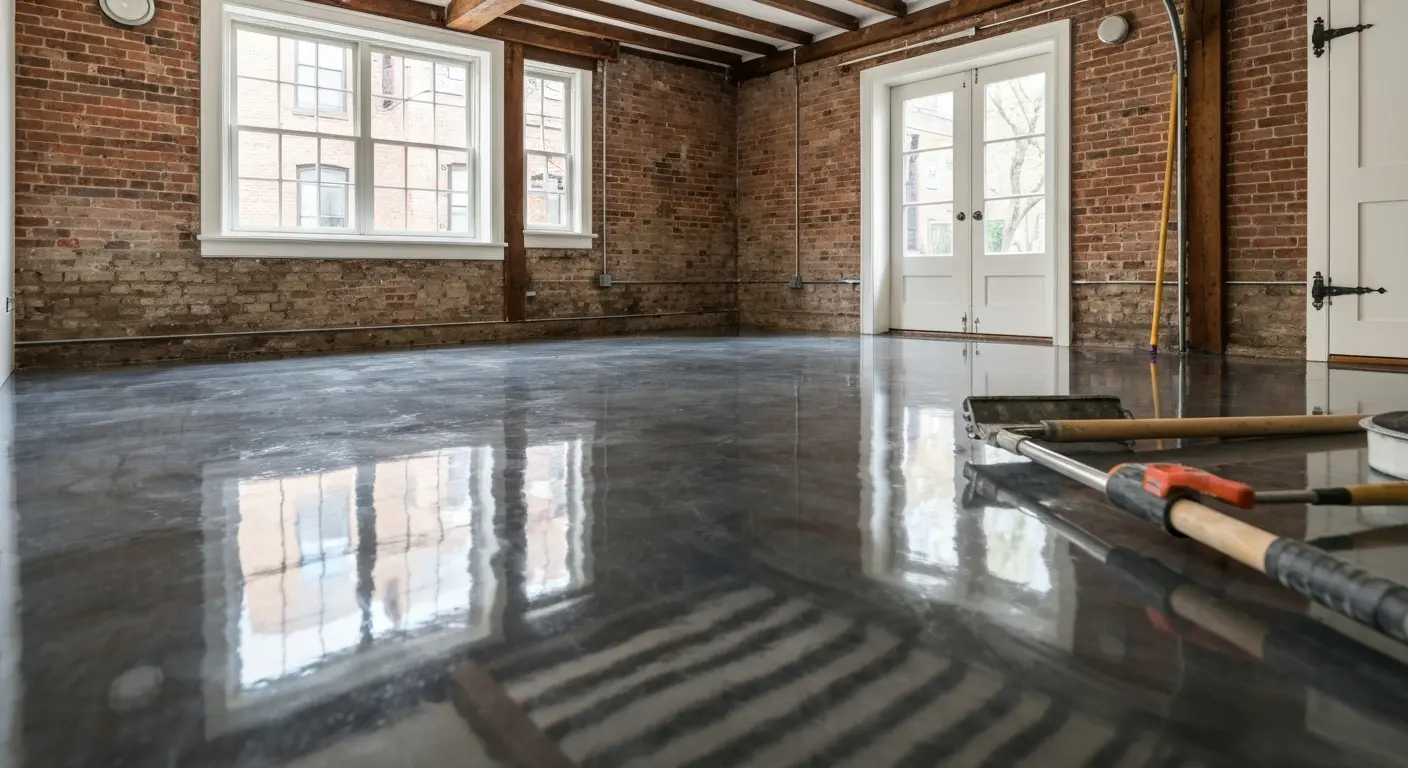 Residential metallic epoxy garage floor