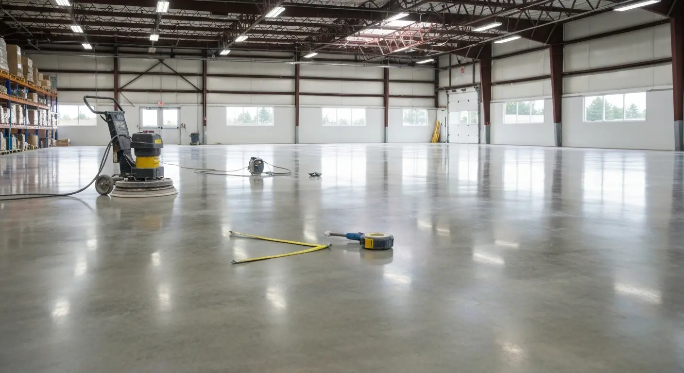 Polished warehouse concrete floor
