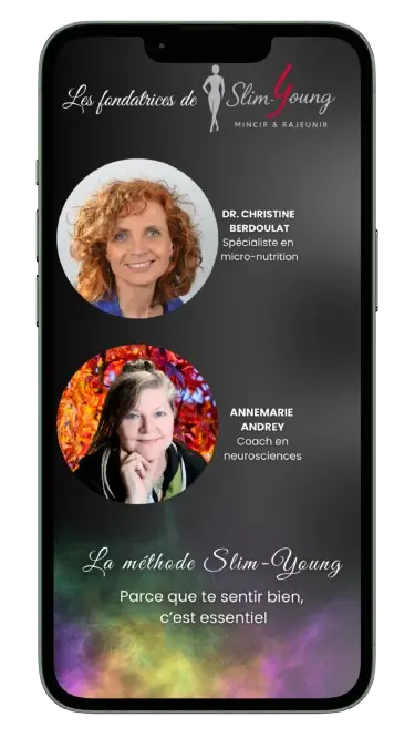 Présentation des fondatrices de Slim-Young, Dr. Christine Berdoulat, spécialiste en micro-nutrition, et Annemarie Andrey, coach en neurosciences.