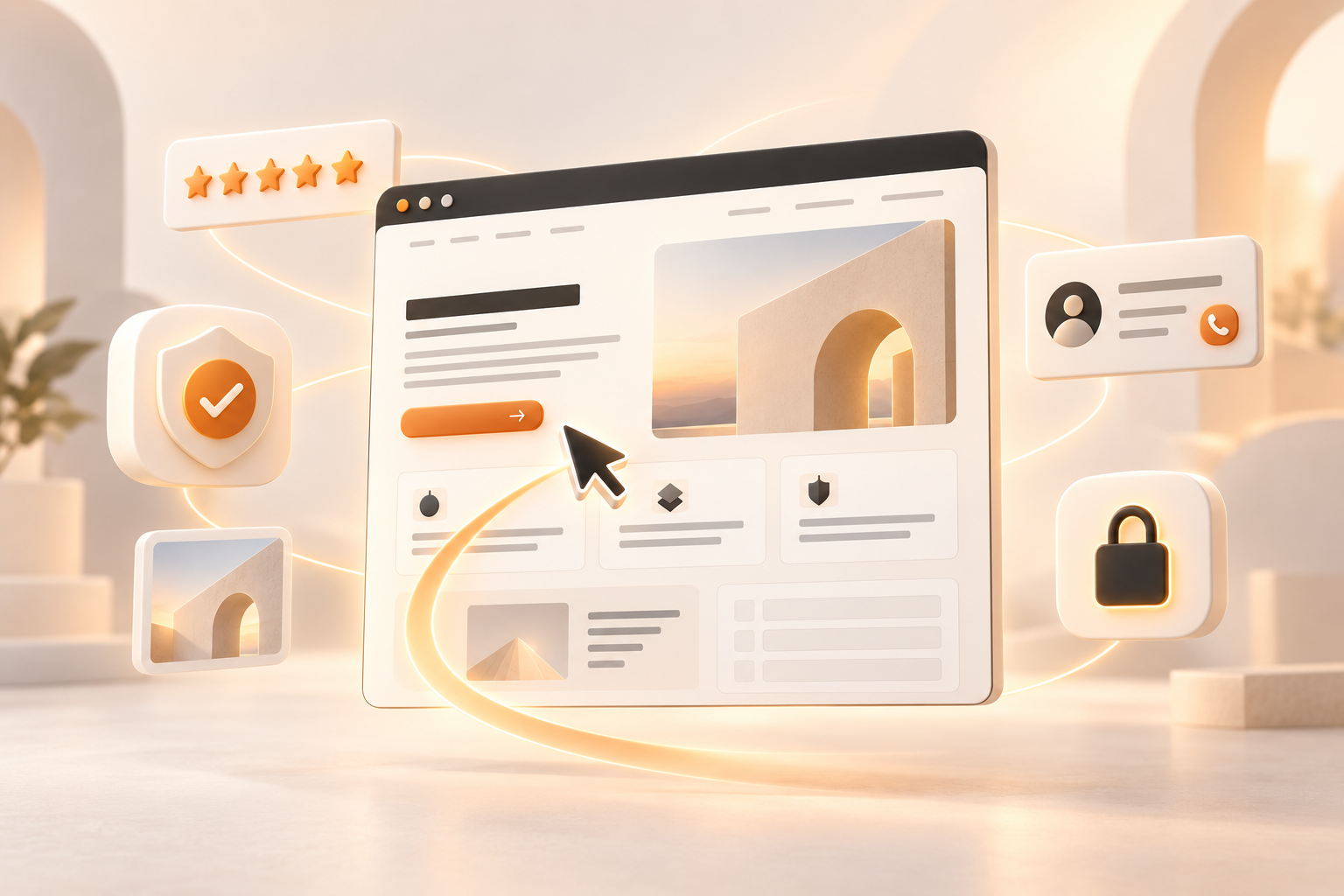 Website trust signals including reviews, security, contact details and professional design