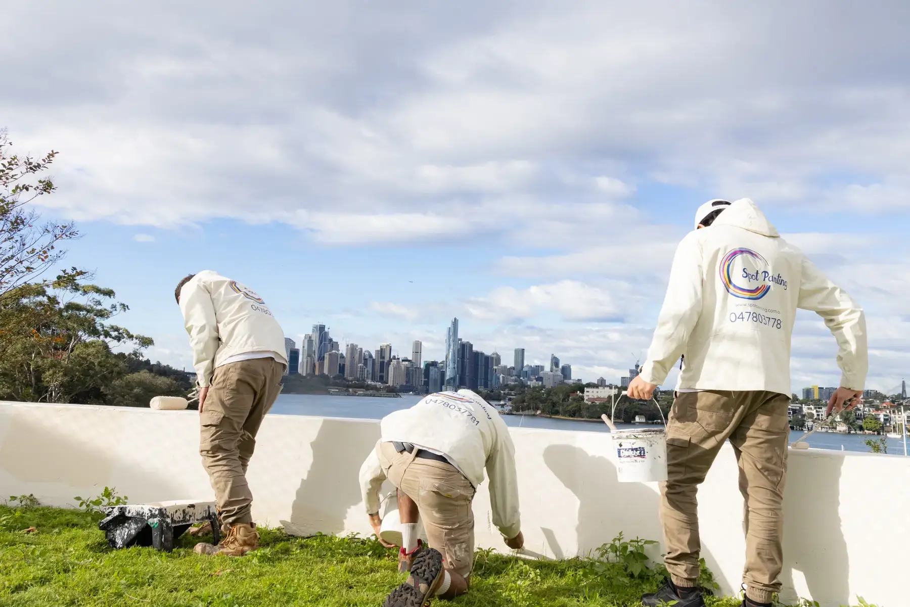 Spot Painting team delivering an exterior painting project overlooking Sydney Harbour