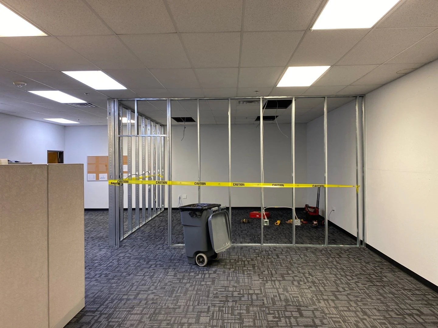 Office partition framing in Fort Worth, Texas