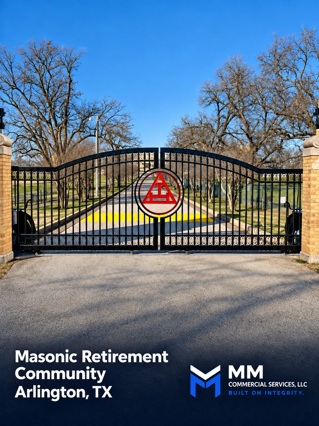 Masonic Retirement Community entrance gate in Arlington, Texas