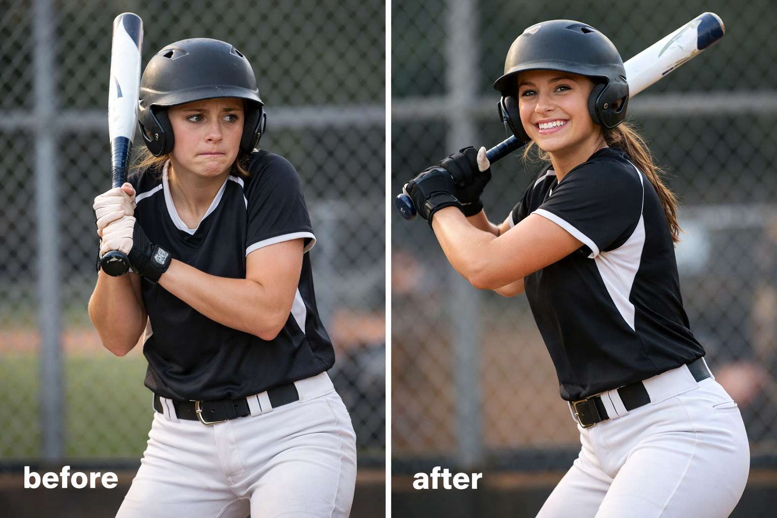 Before and after — athlete confidence transformation