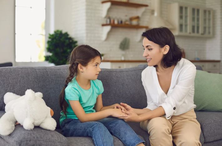 parent and child talking parent and child talking