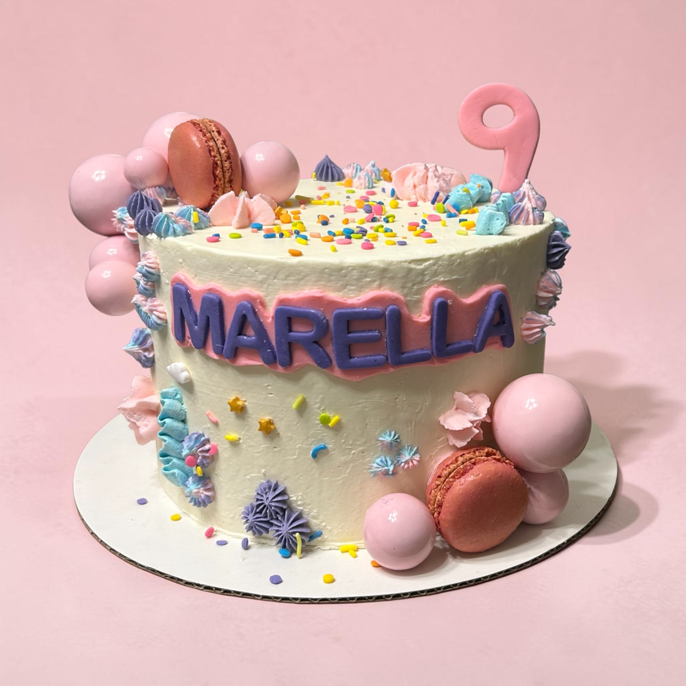 Hand-decorated cake from Providence Delices