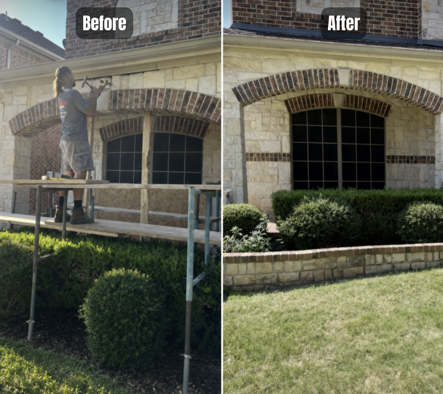 Brick entrance archway built by Pfleger Masonry, Inc. — Arlington, TX