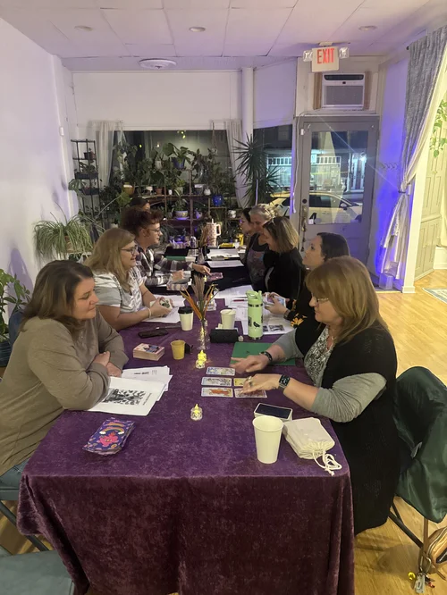 Workshop table set with journaling folders