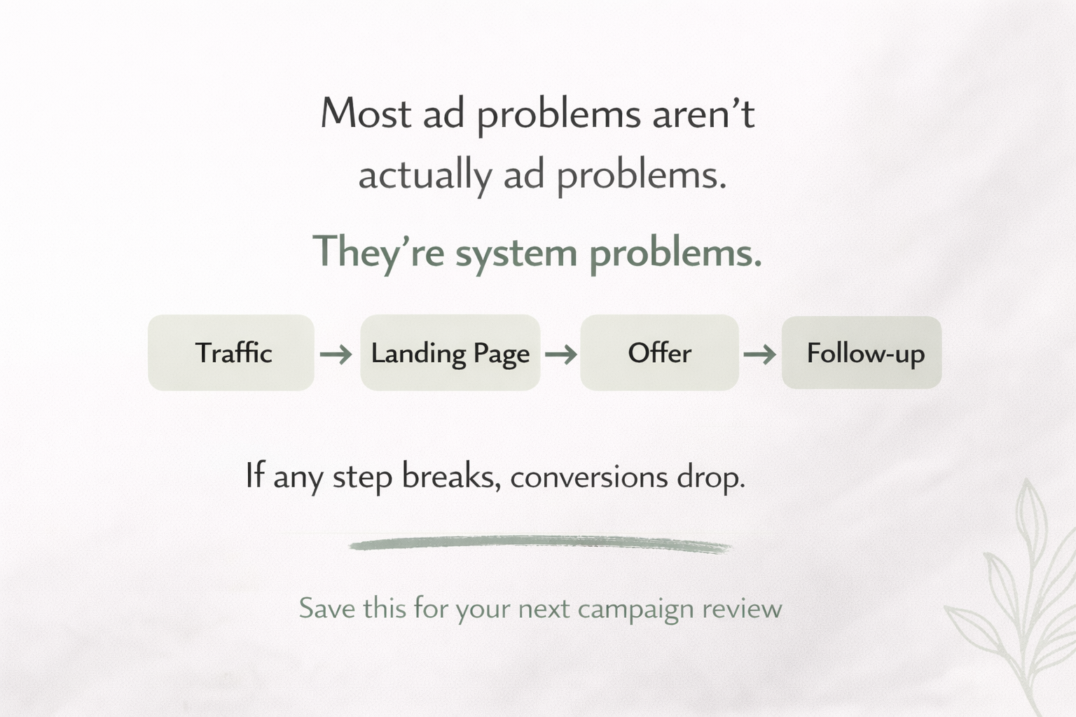 More traffic won’t fix a broken funnel. Learn how to diagnose landing pages, offers, tracking, and follow-up systems before scaling your ads. More traffic won’t fix a broken funnel. Learn how to diagnose landing pages, offers, tracking, and follow-up systems before scaling your ads.