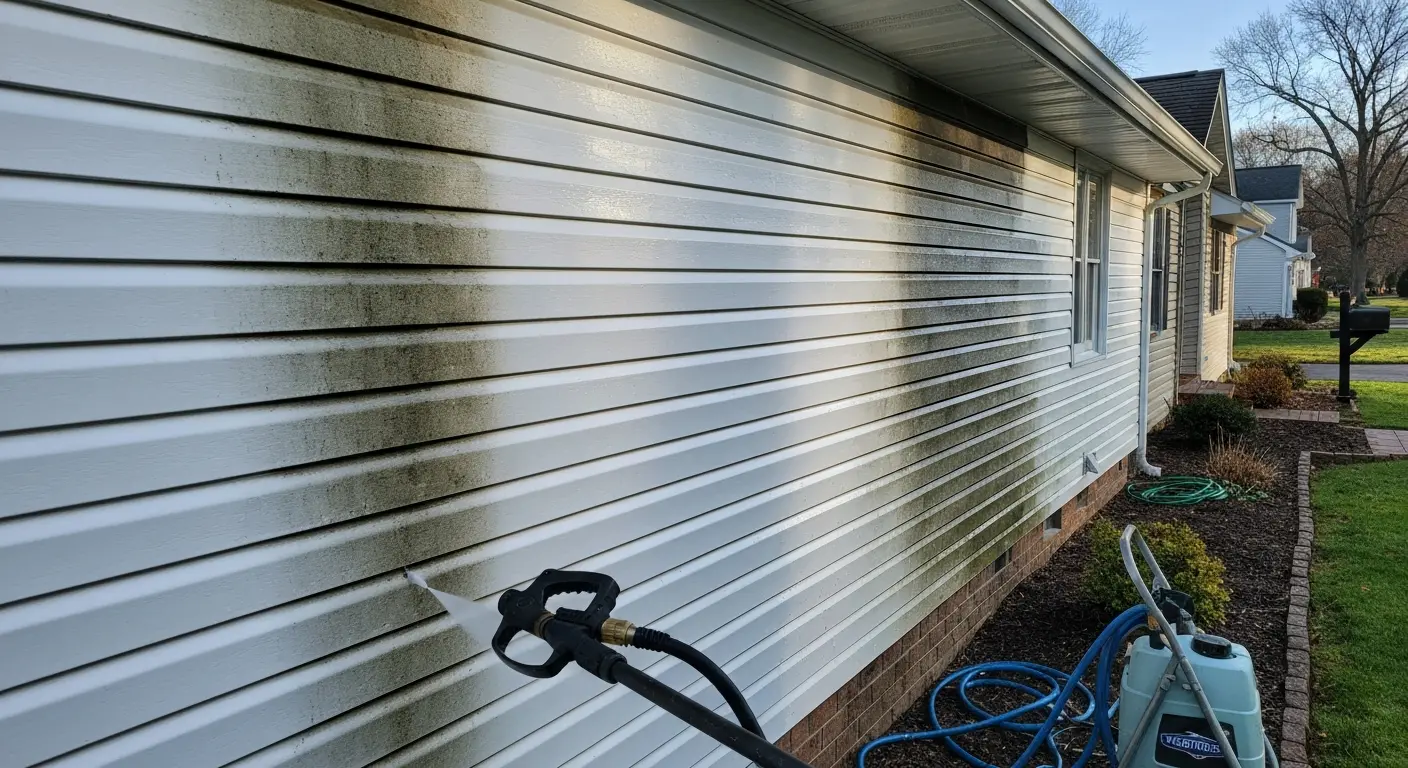 Vinyl siding soft wash