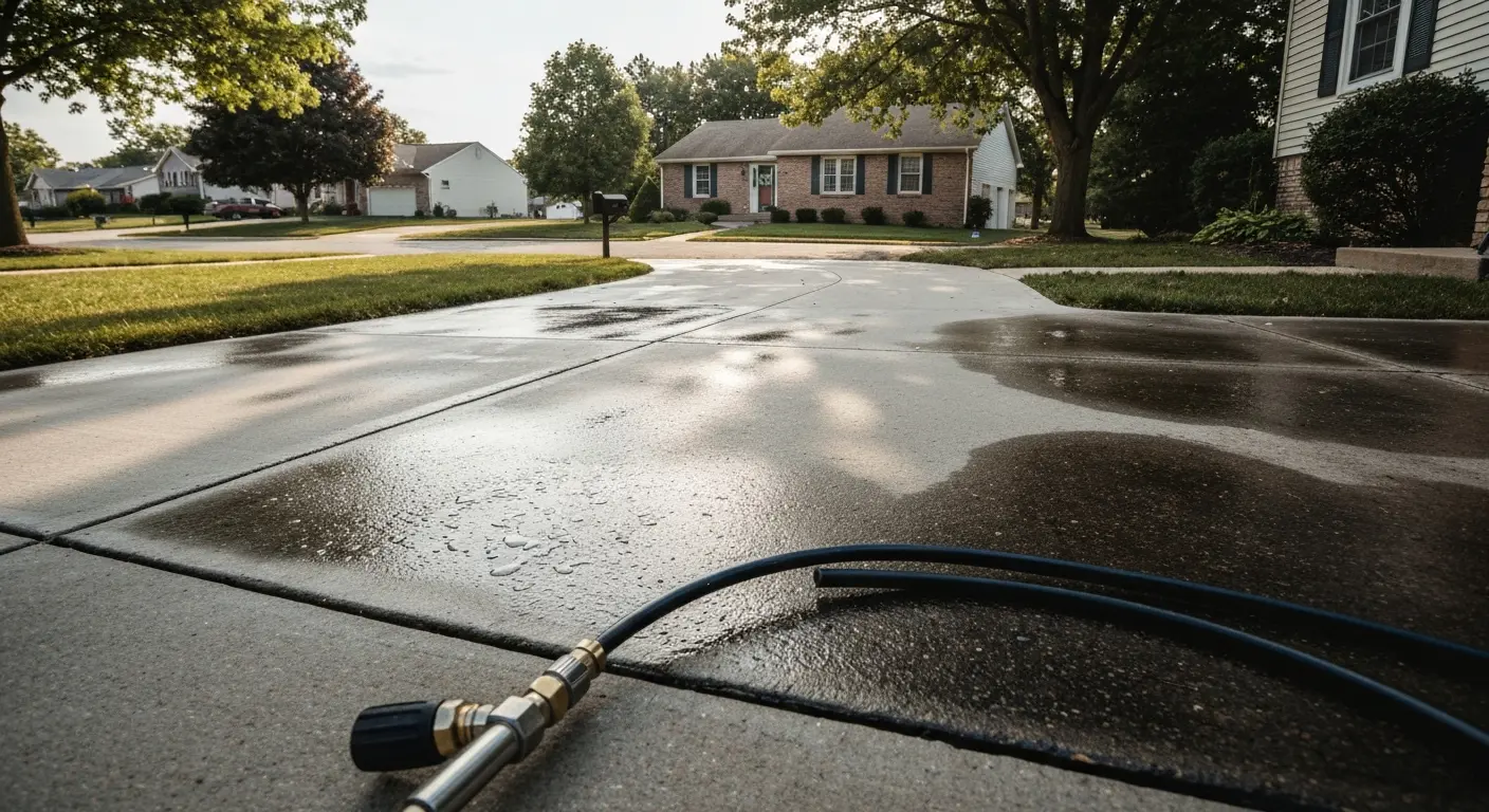 Clean driveway after pressure washing