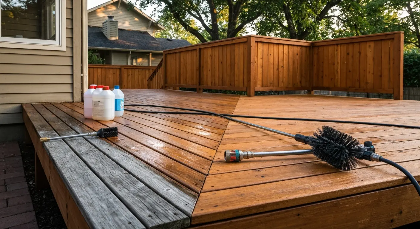 Deck cleaning and treatment