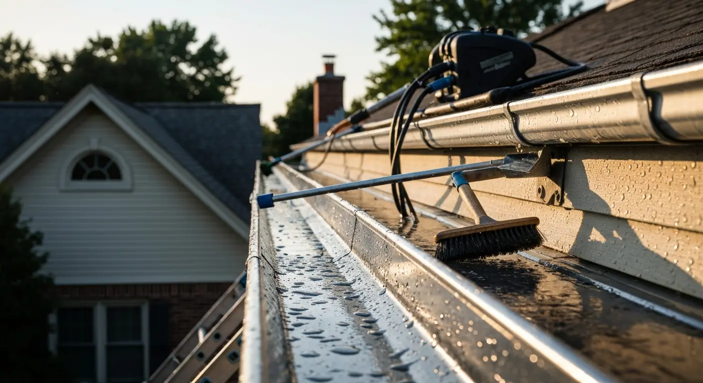 Bright clean gutters on residential home