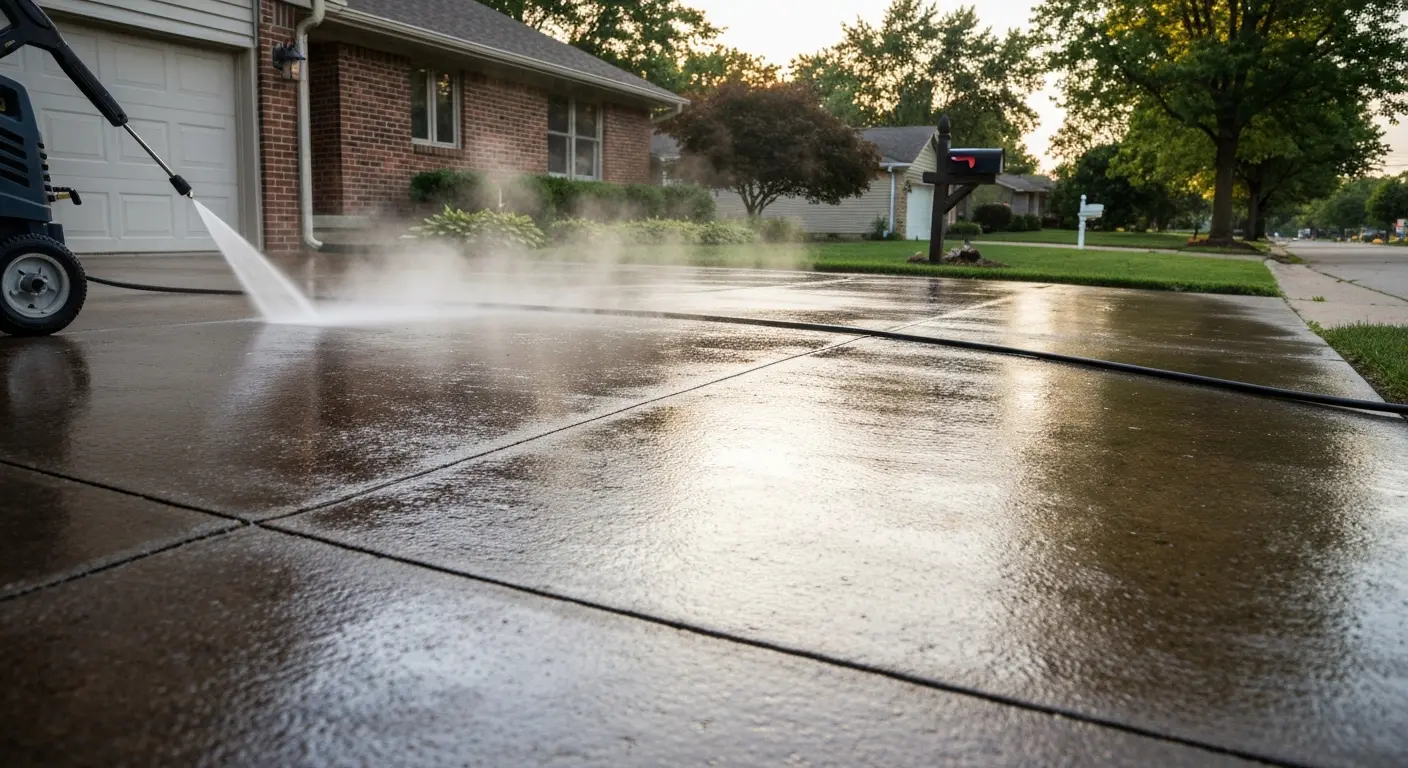 Driveway pressure cleaning