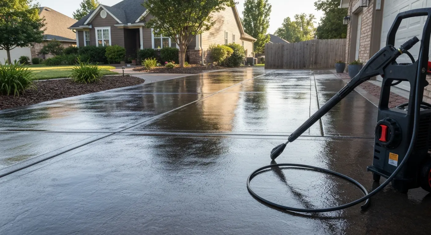 Concrete driveway cleaning