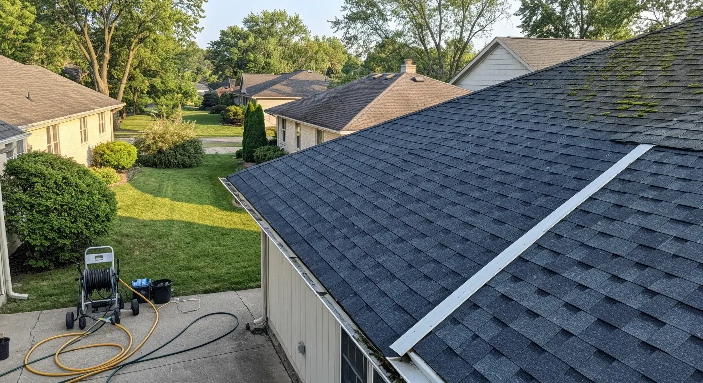 Soft wash roof cleaning service