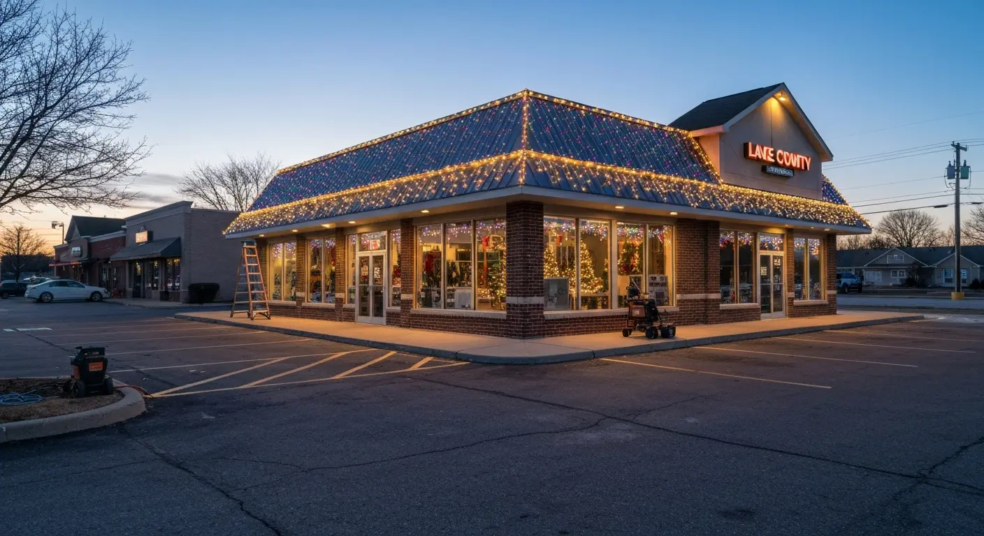 Commercial Christmas lights installation
