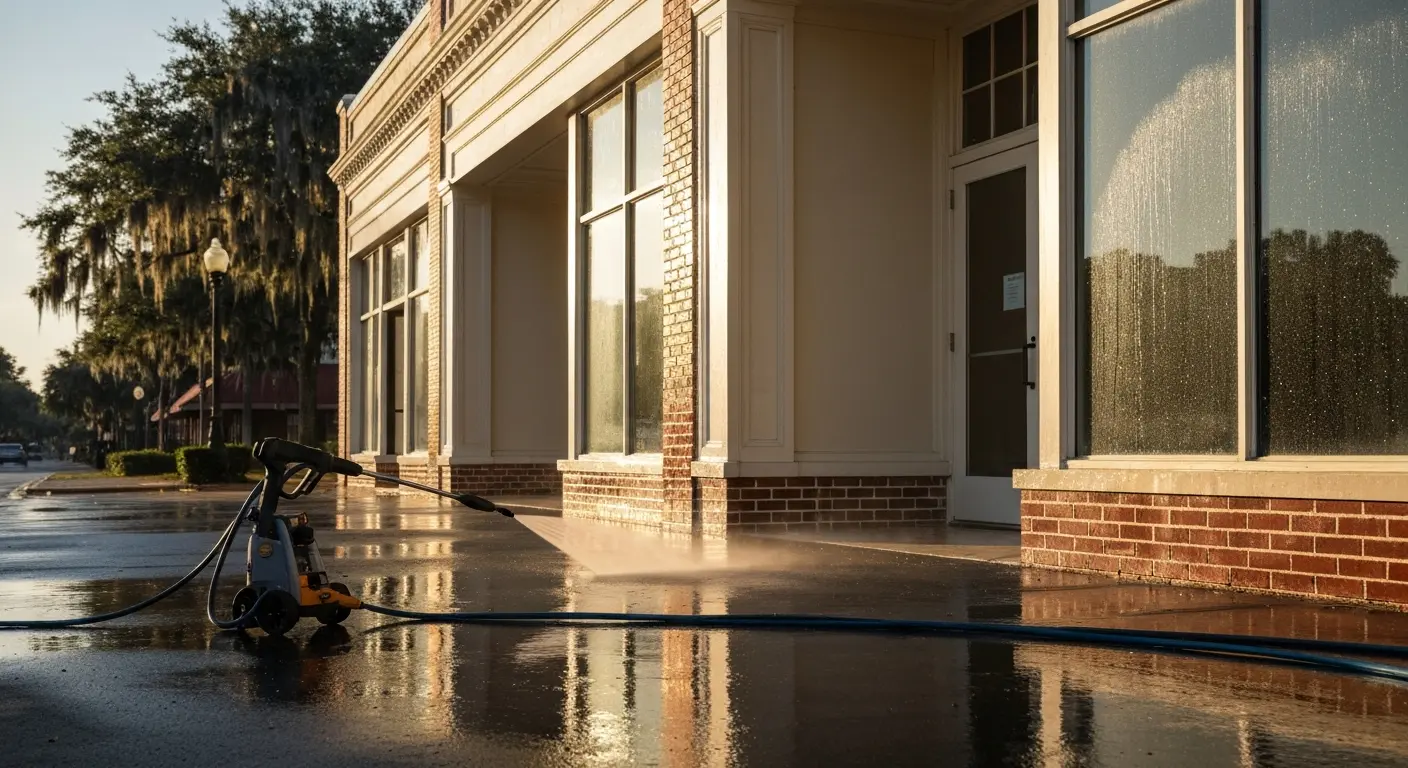 Commercial building pressure wash