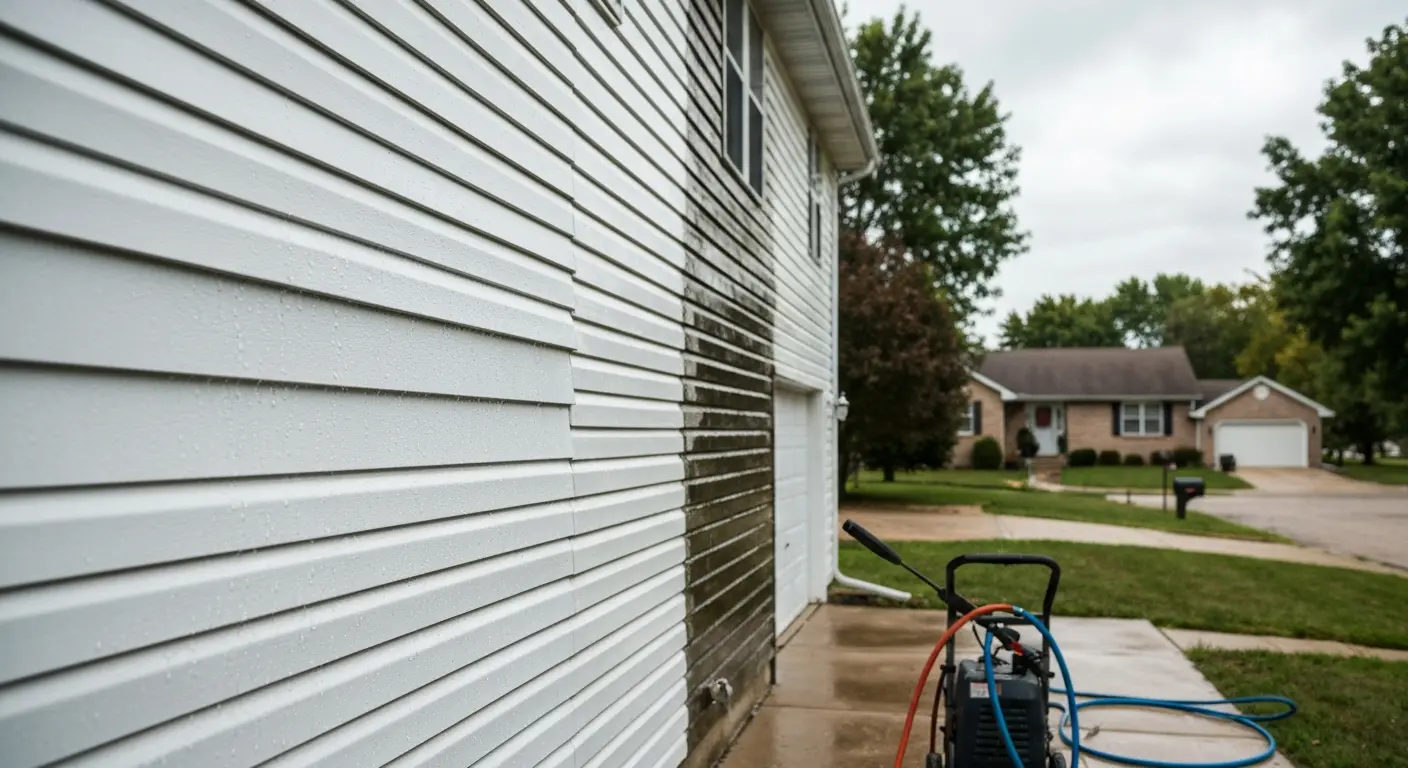 Home exterior after professional washing