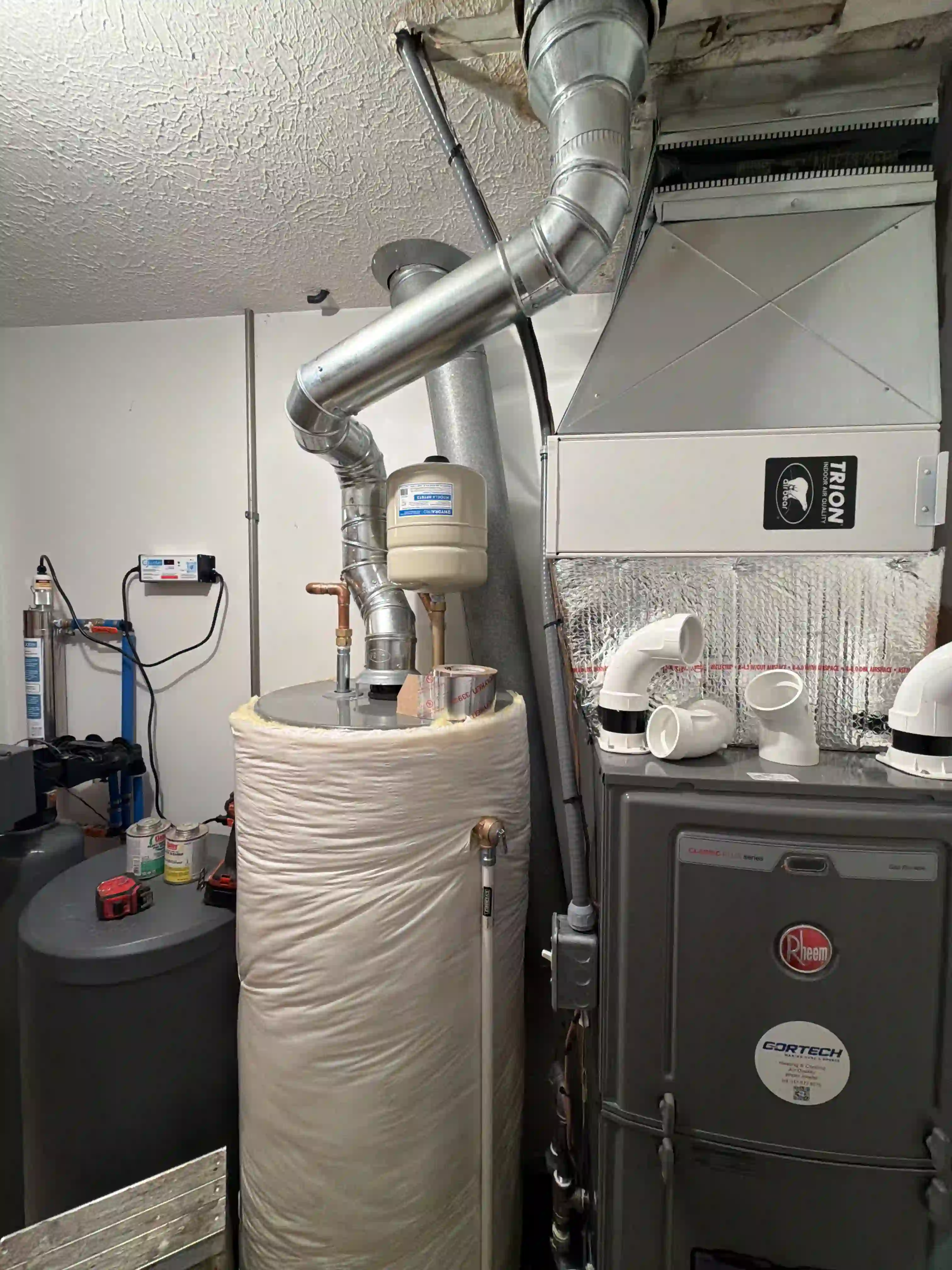 Water heater and furnace mechanical room installation