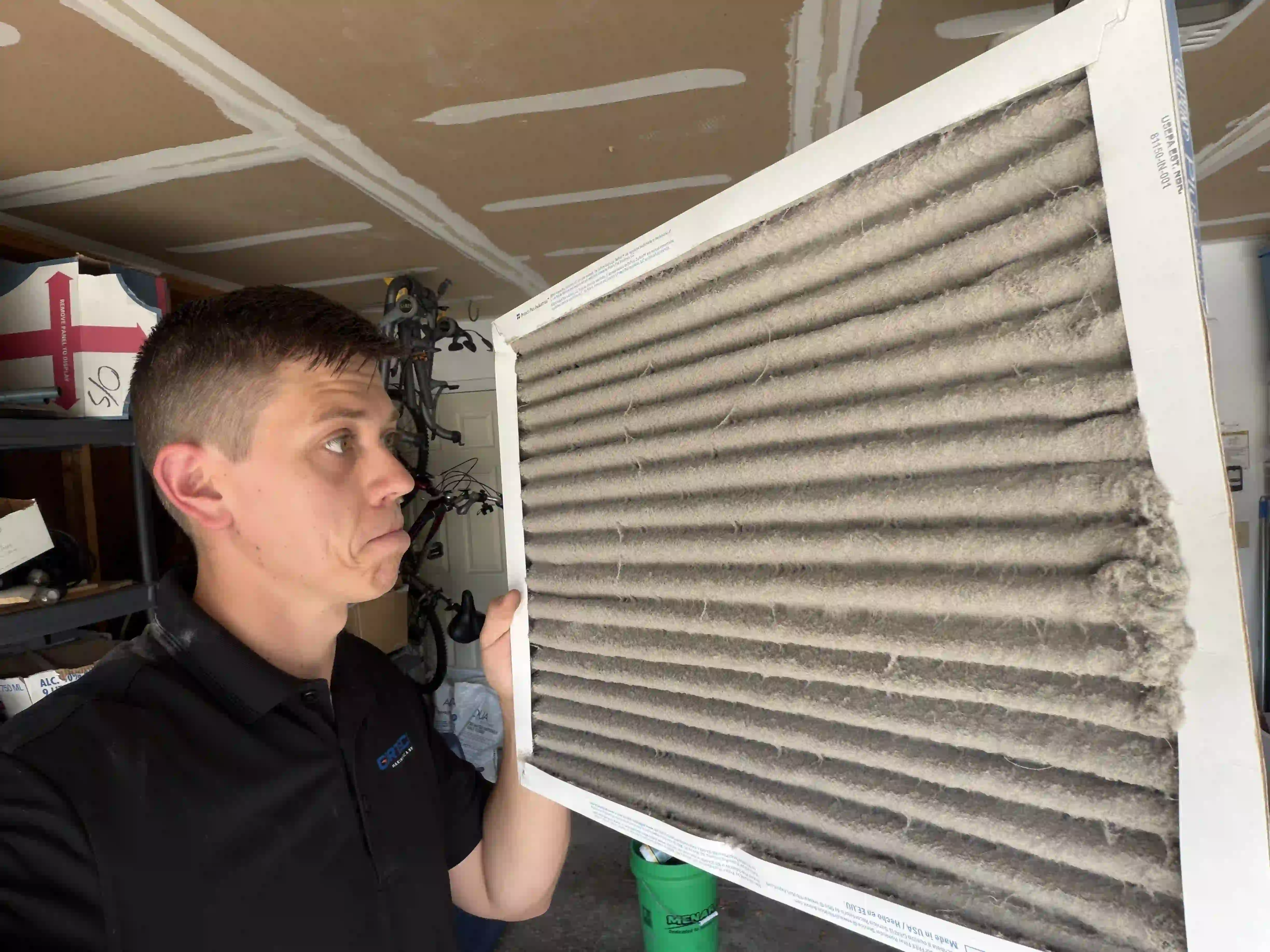 Dirty HVAC filter found during a precision tune-up