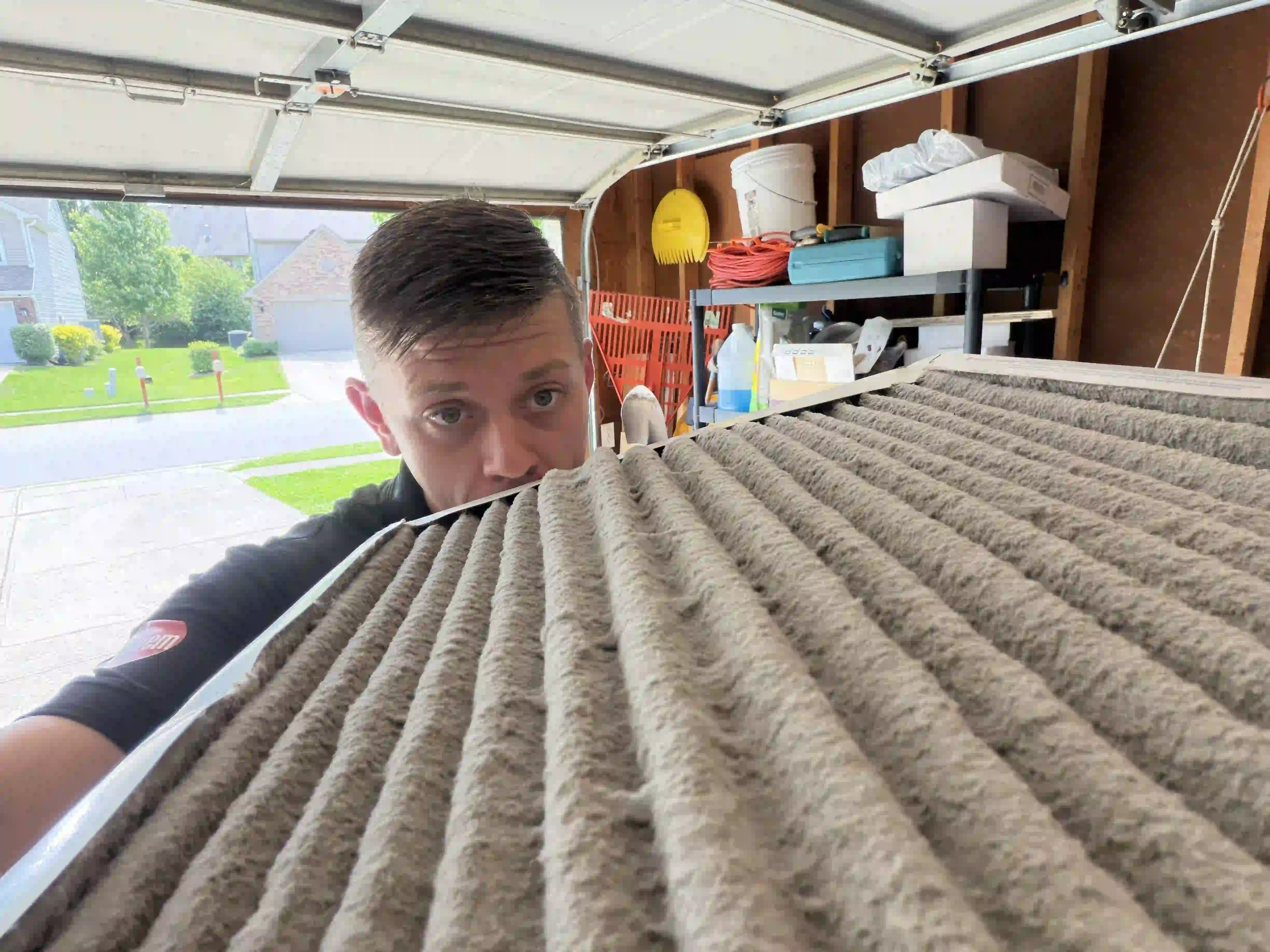 Dirty HVAC air filter showing indoor air quality concerns