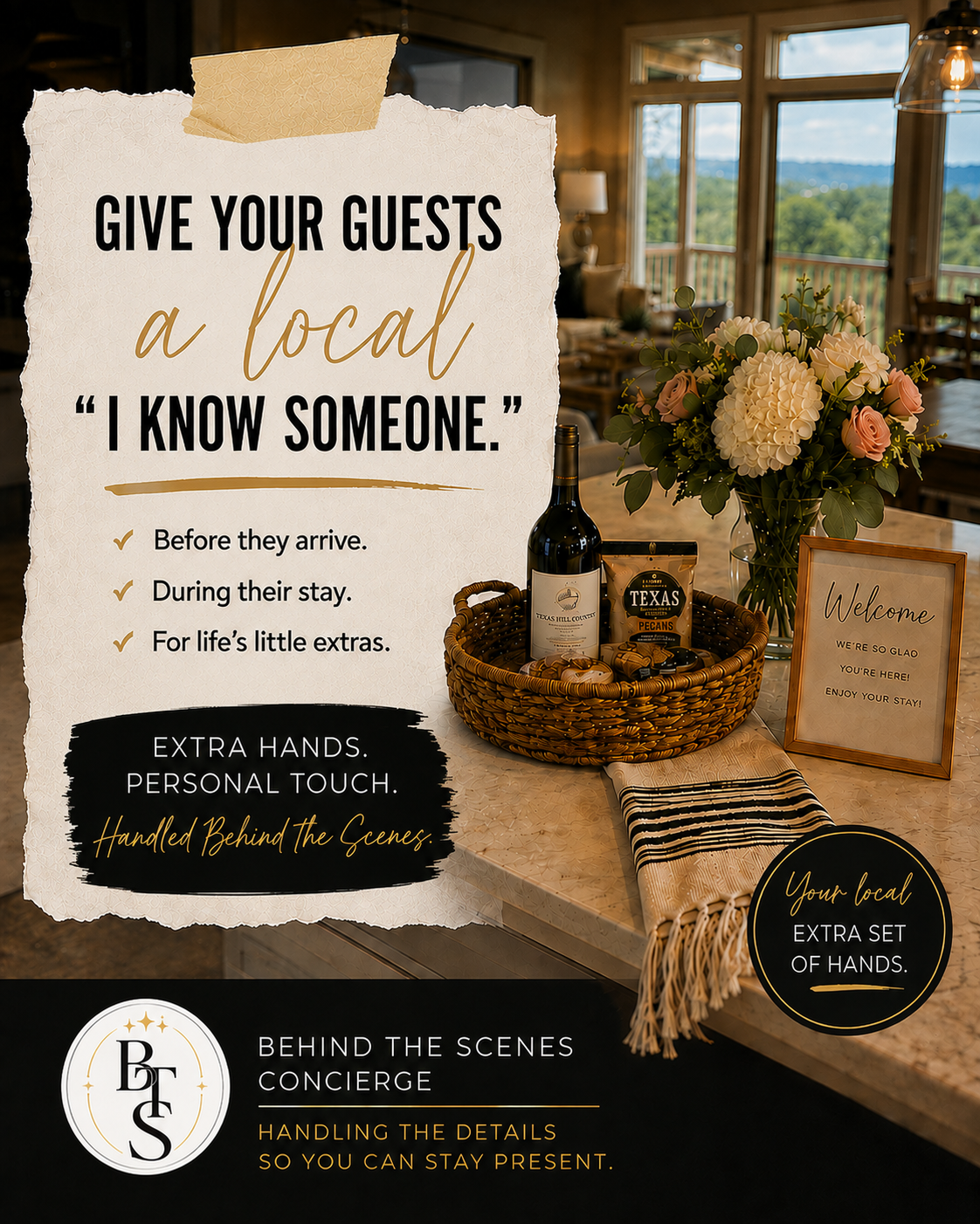 Behind the Scenes Concierge as your local hand in Austin and the Texas Hill Country
