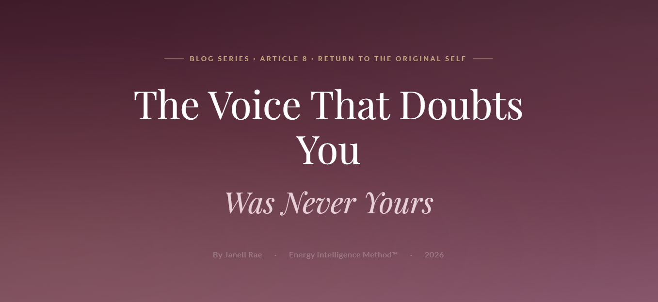 The Voice That Doubts You Was Never Yours – blog article graphic about the origins of self-doubt and emotional imprinting.