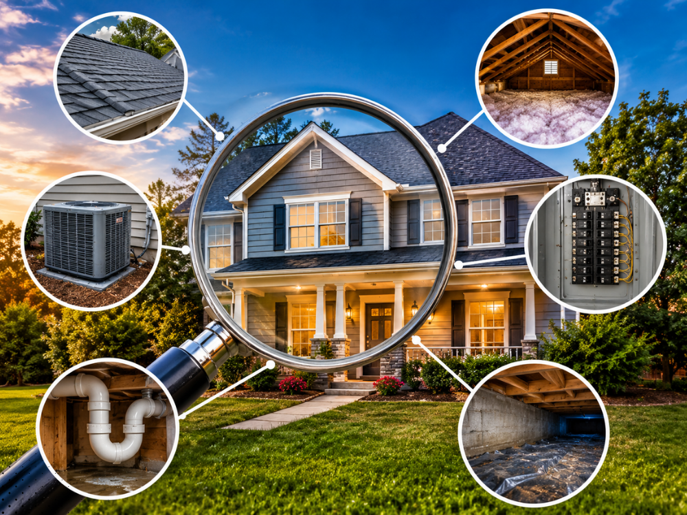 Nashville home inspection covering roof, attic, HVAC, electrical, plumbing, and crawl space