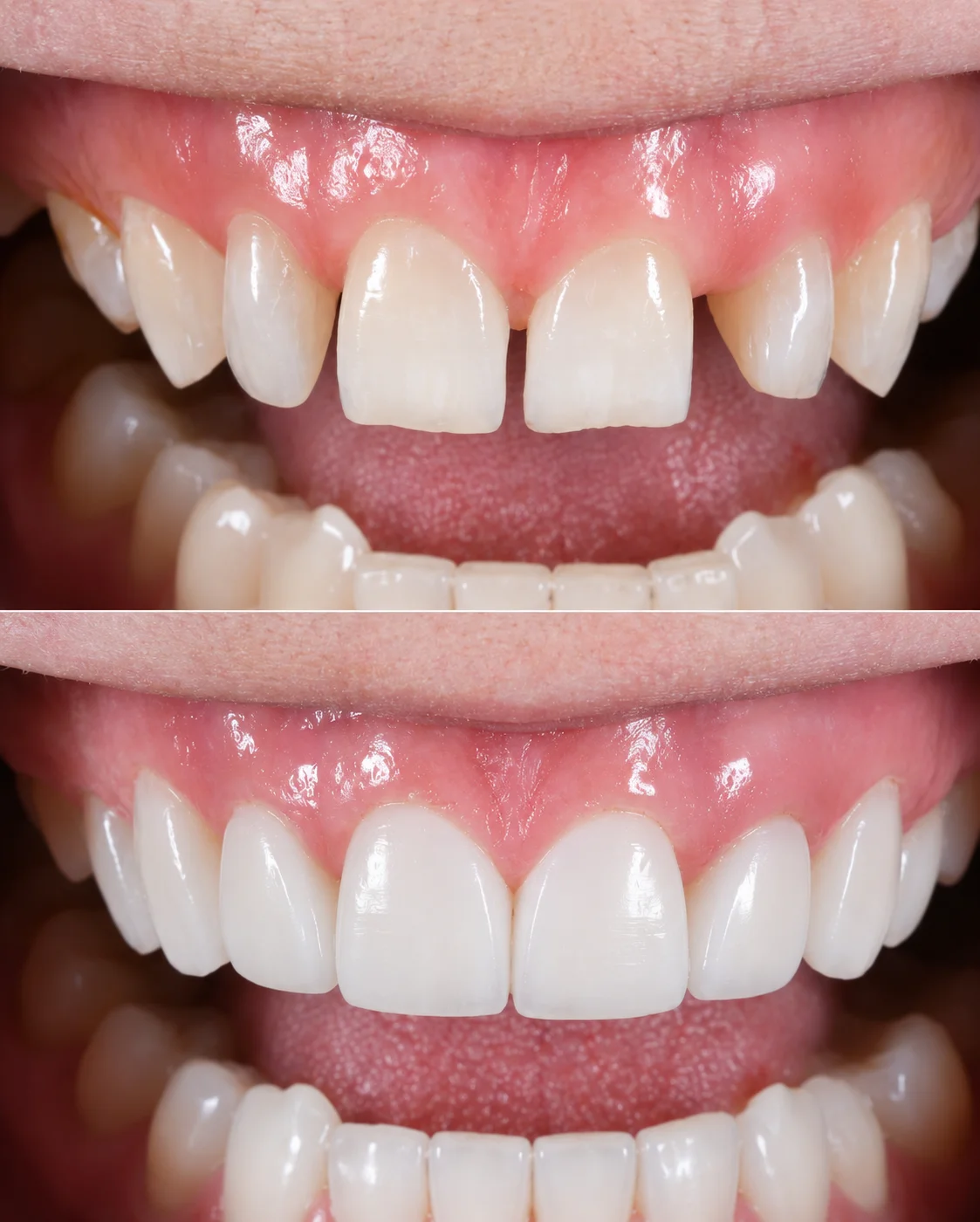 Composite bonding before and after result