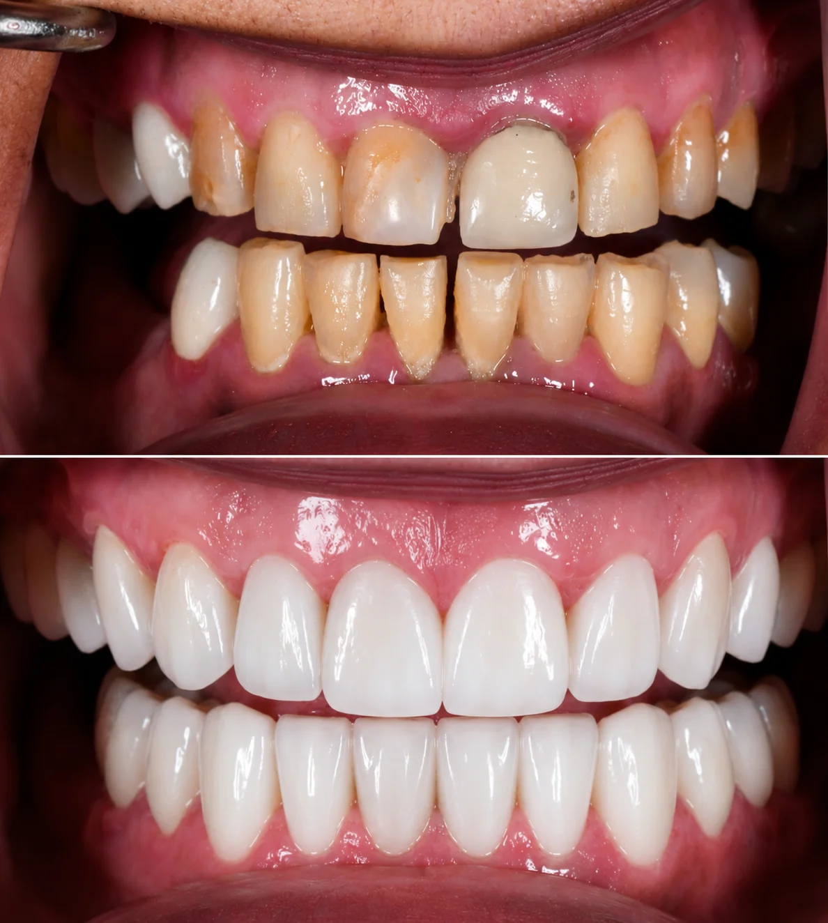 Teeth whitening before and after result