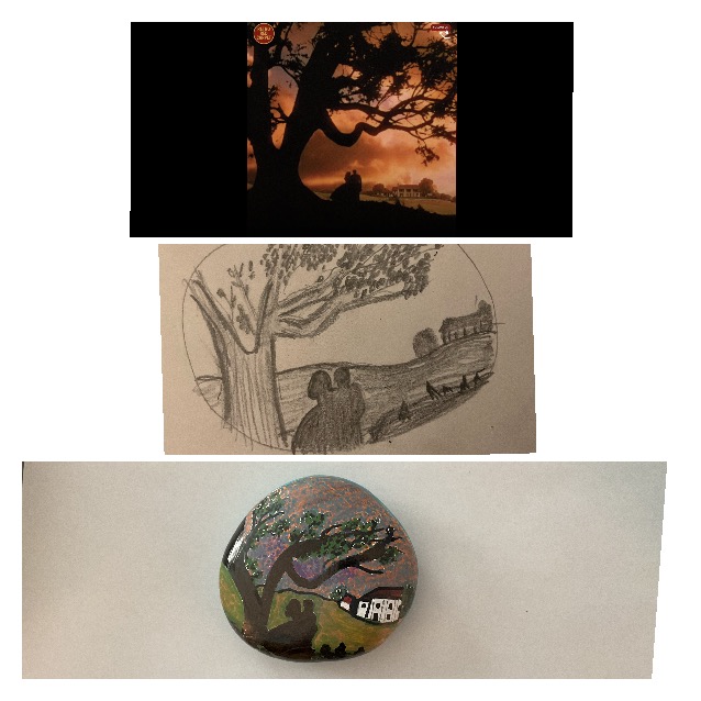 Custom painted rock artwork inspired by a meaningful personal scene
