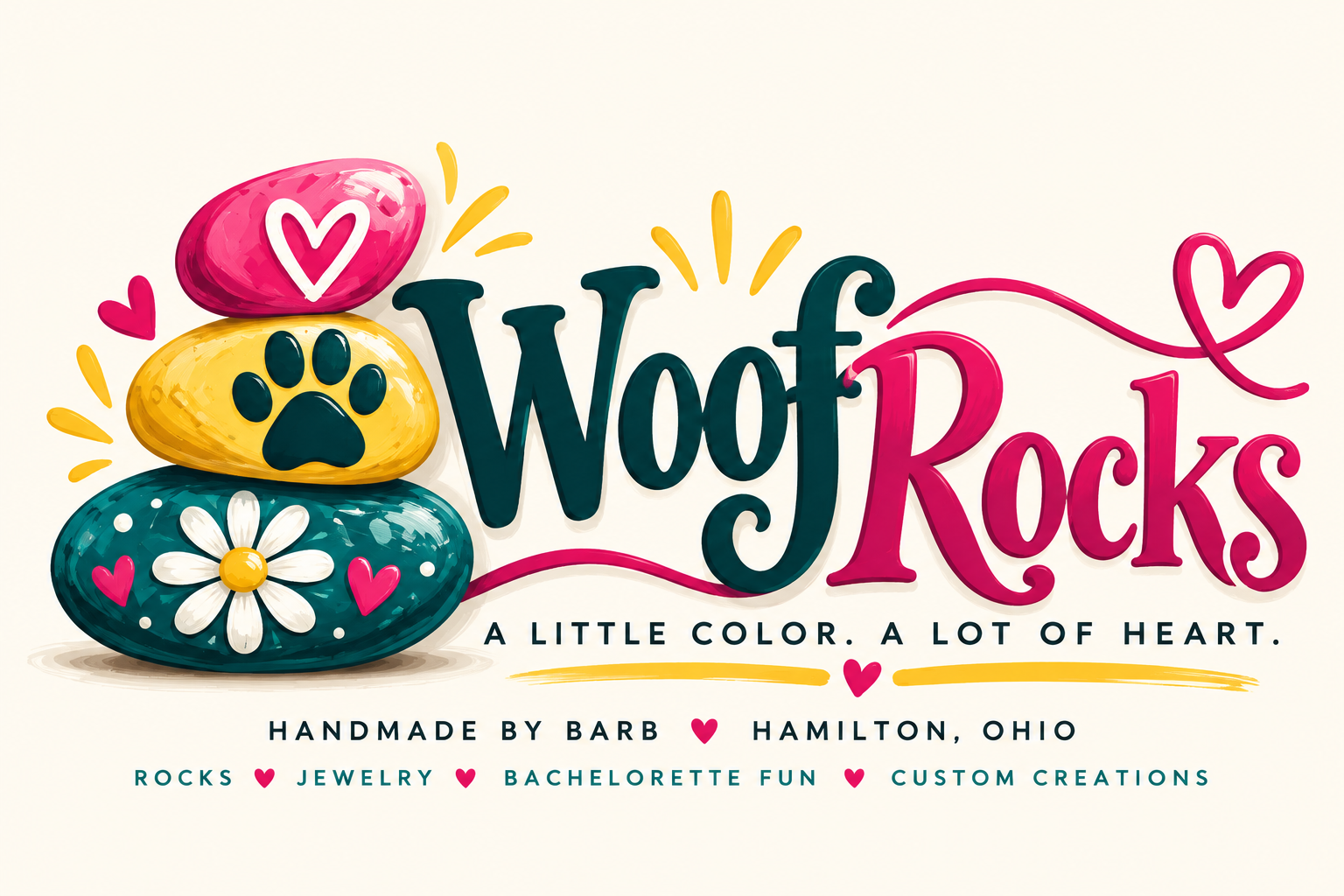 WoofRocks colorful handmade brand artwork