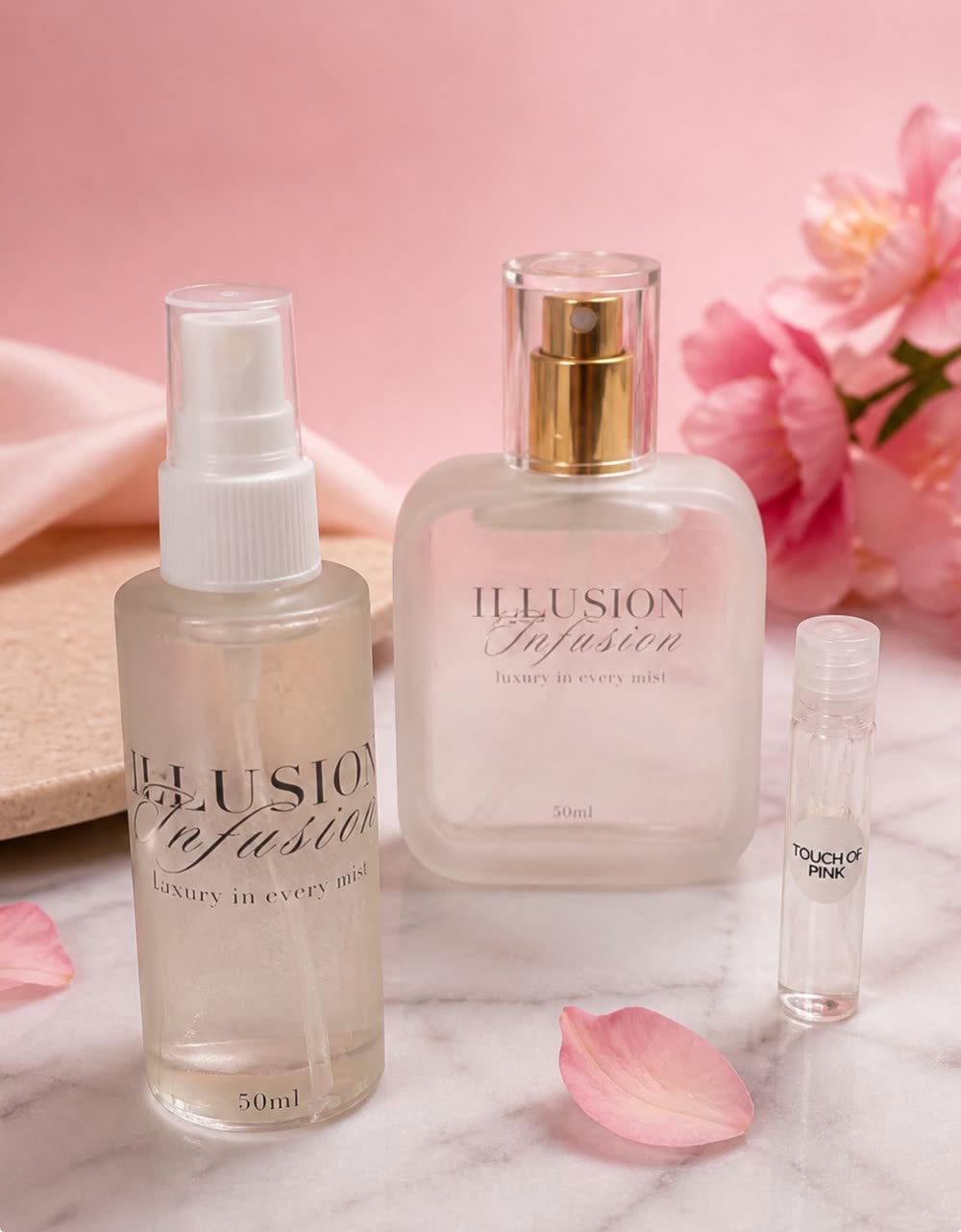 Illusion Infusion with pink blossoms