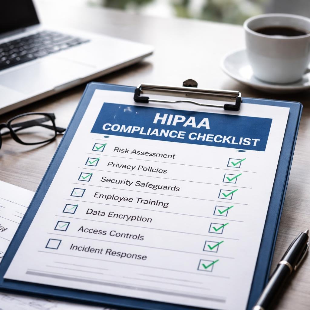 HIPAA audit checklist showing compliance requirements for dental practices