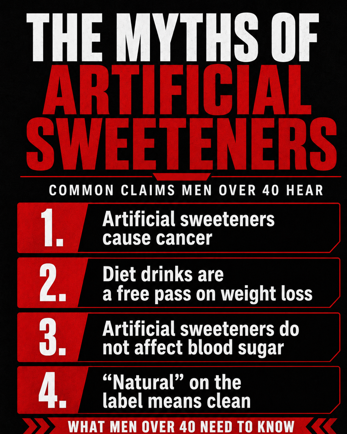 The myths of artificial sweeteners for men over 40, including cancer risk, weight loss, blood sugar, and natural label claims The myths of artificial sweeteners for men over 40, including cancer risk, weight loss, blood sugar, and natural label claims