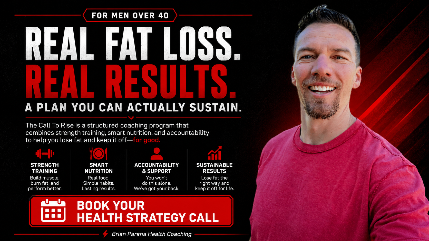 Fat loss strategy call for men over 40 with Coach Brian Parana and The Call To Rise sustainable weight loss program Fat loss strategy call for men over 40 with Coach Brian Parana and The Call To Rise sustainable weight loss program