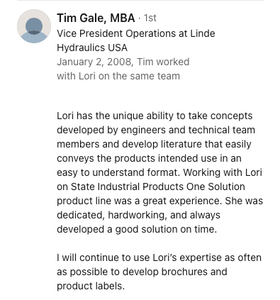 Positive Review for Lori M. Dean from Tim Gale from State Industrial Products