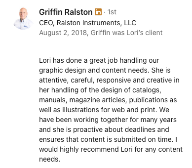 Positive Review for Lori M. Dean from Griffin Ralston from Ralston Instruments