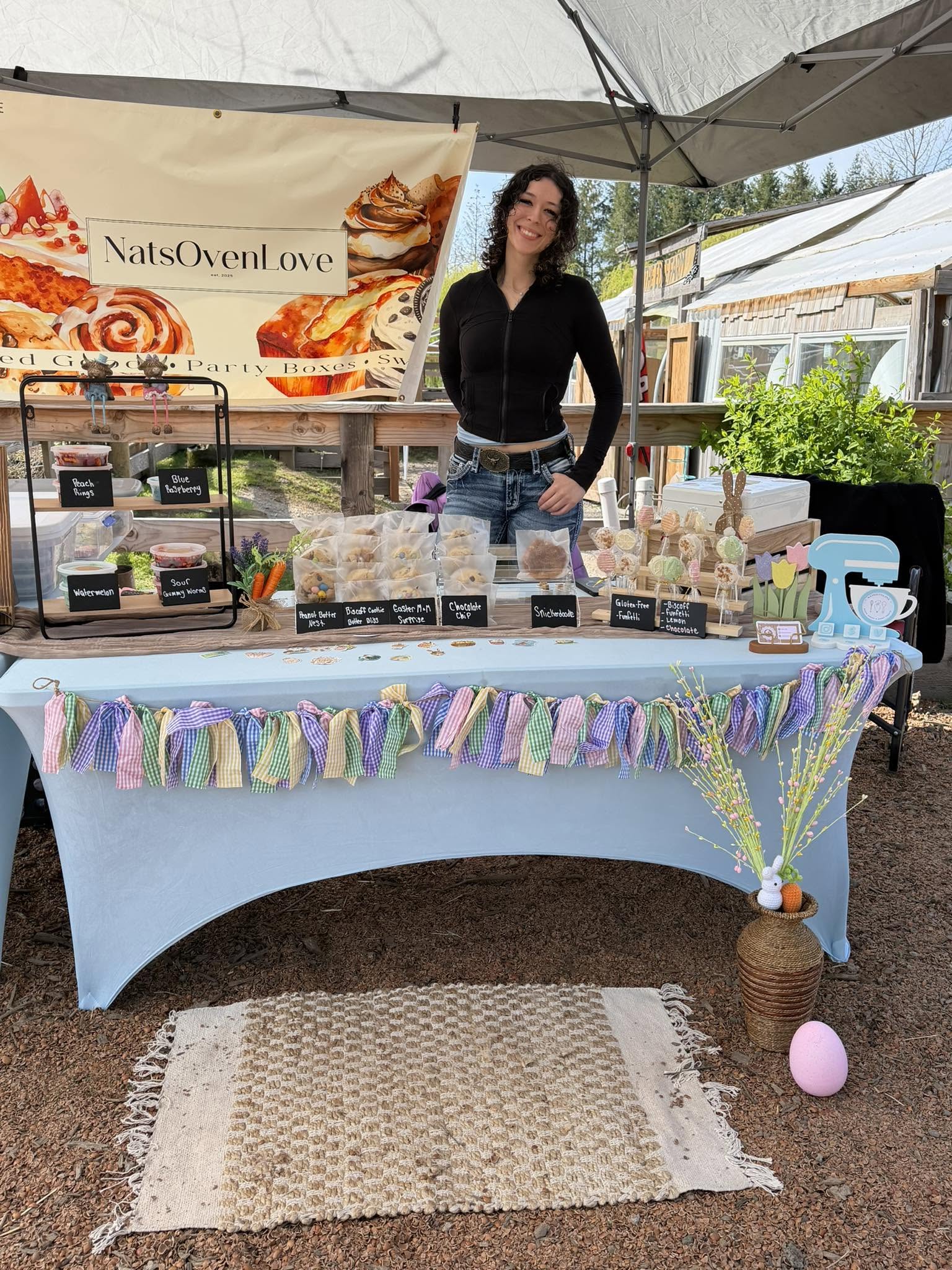 Nat at her NatsOvenLove market pop-up booth