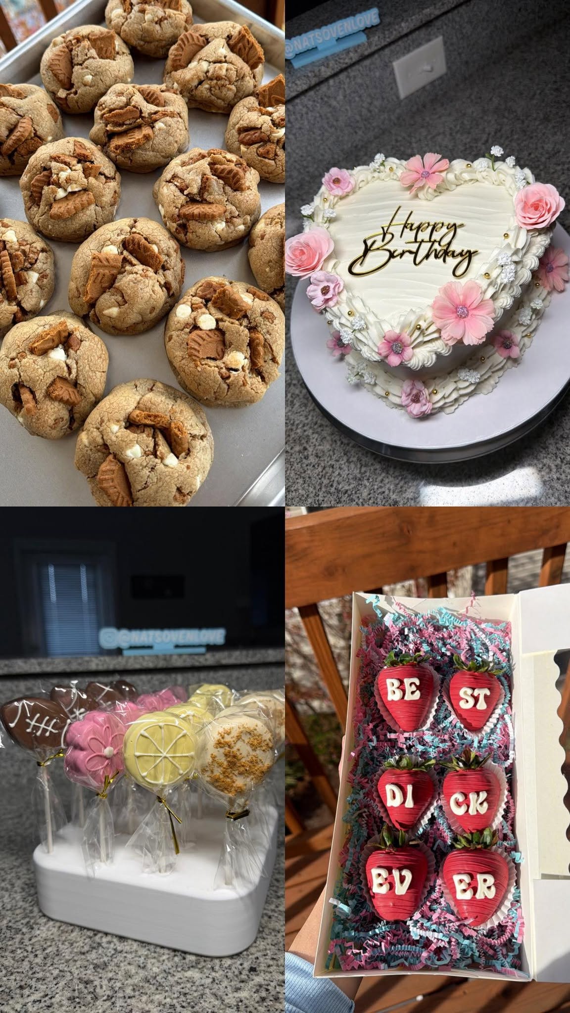 Cookies, birthday cake, cake pops and dipped strawberries