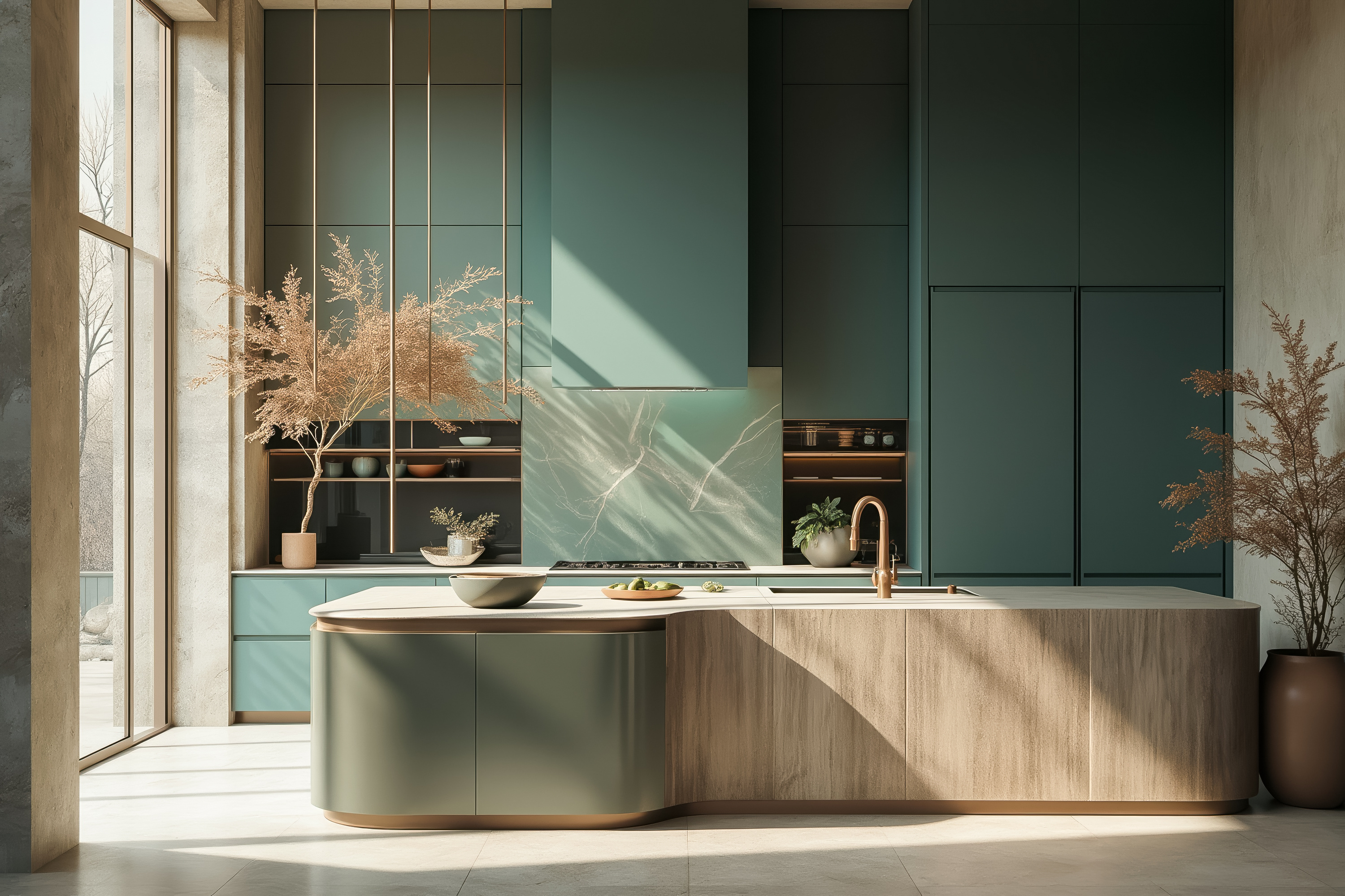 kitchen with navy cabinets