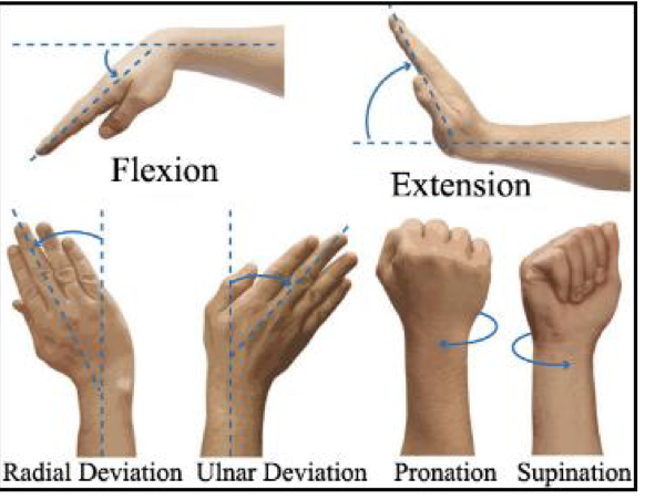 Wrist movement patterns used for HackMotion