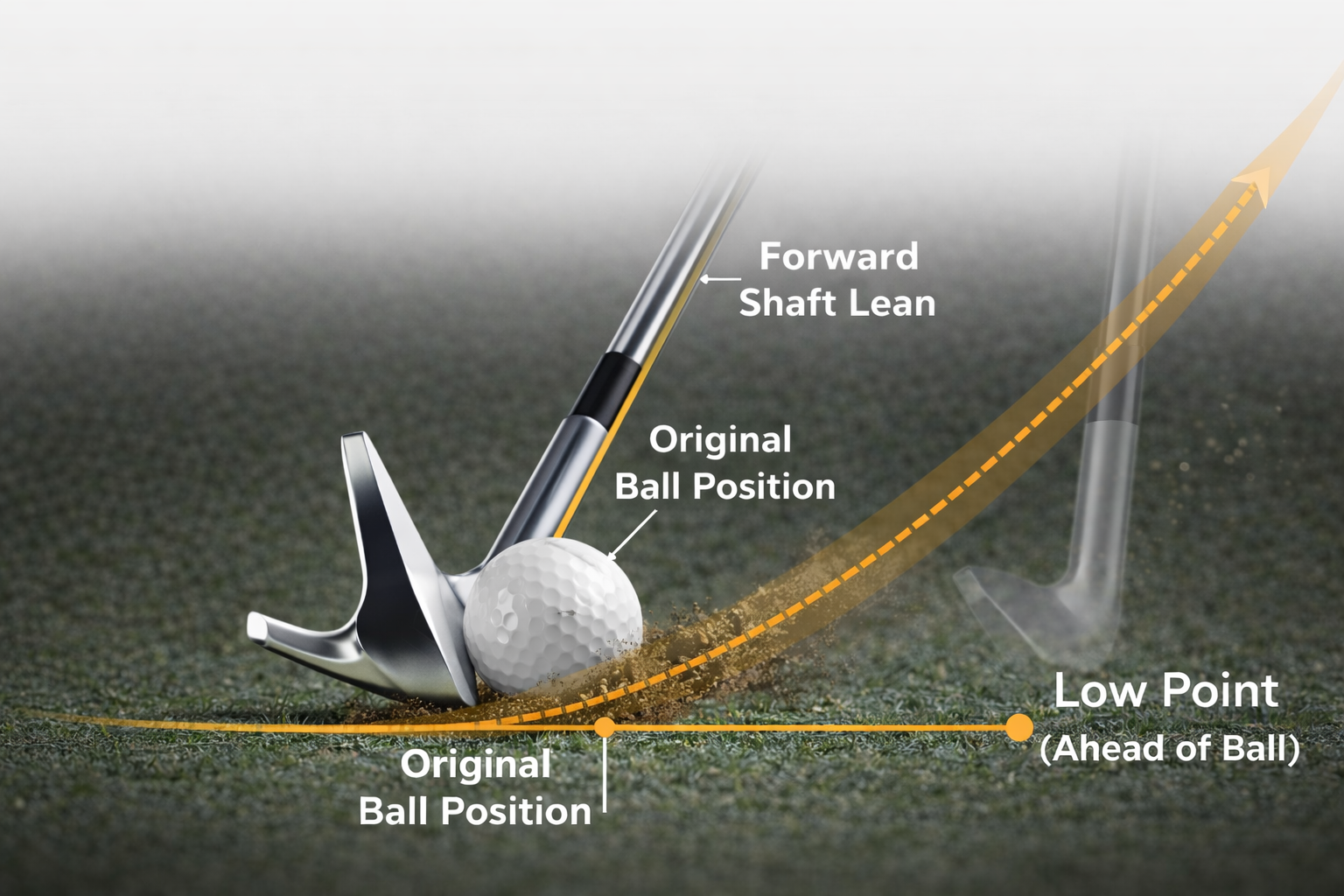 Golf swing technique close-up with annotations