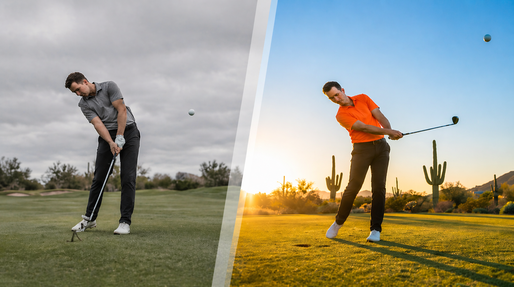 Golf Swing On Dawn and Sunset